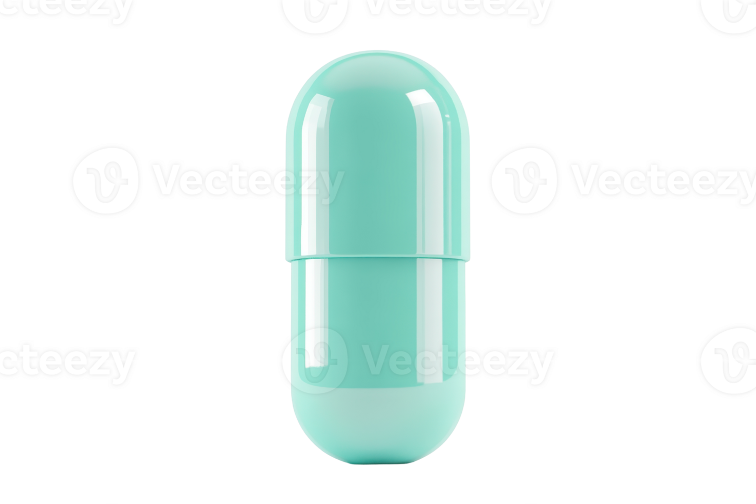 Vibrant turquoise pill capsule isolated on a transparent background. ideal for medical, pharmaceutical, or health-related marketing and advertising. png