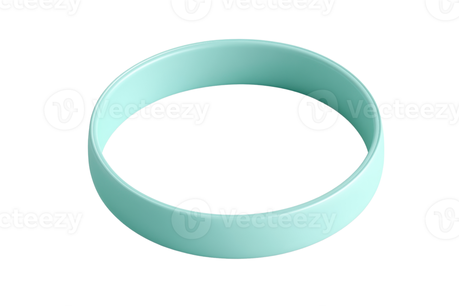 Minimalistic teal silicone wristband isolated on transparent background. Simple design, modern accessory, unisex wearable. High-quality stock photo. png