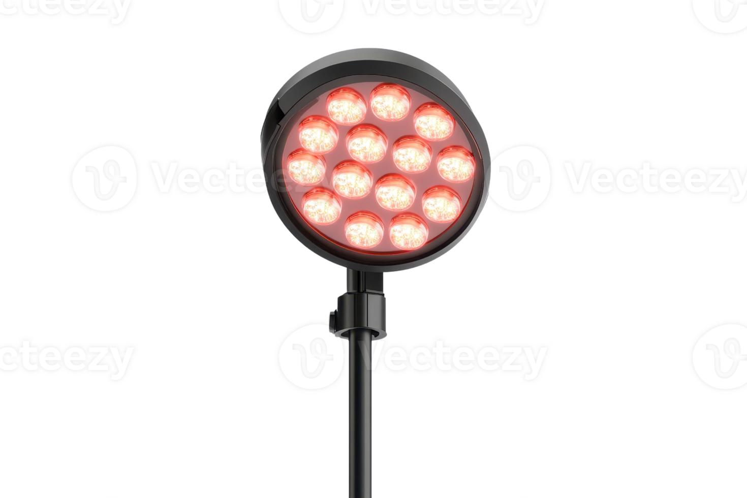 Modern LED light fixture emitting multiple bright red lights, ideal for indoor and outdoor usage, photographed on a transparent background. png