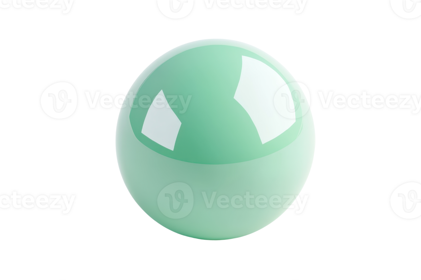 Minimalistic image of a glossy mint green sphere, isolated on a transparent background. perfect for design and creative projects. png