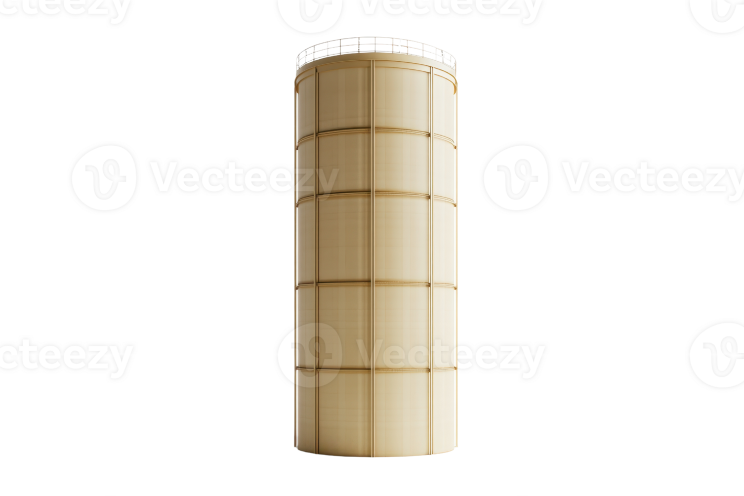 Tall, cylindrical wooden silo isolated on a transparent background. perfect for agricultural and architectural themes. png