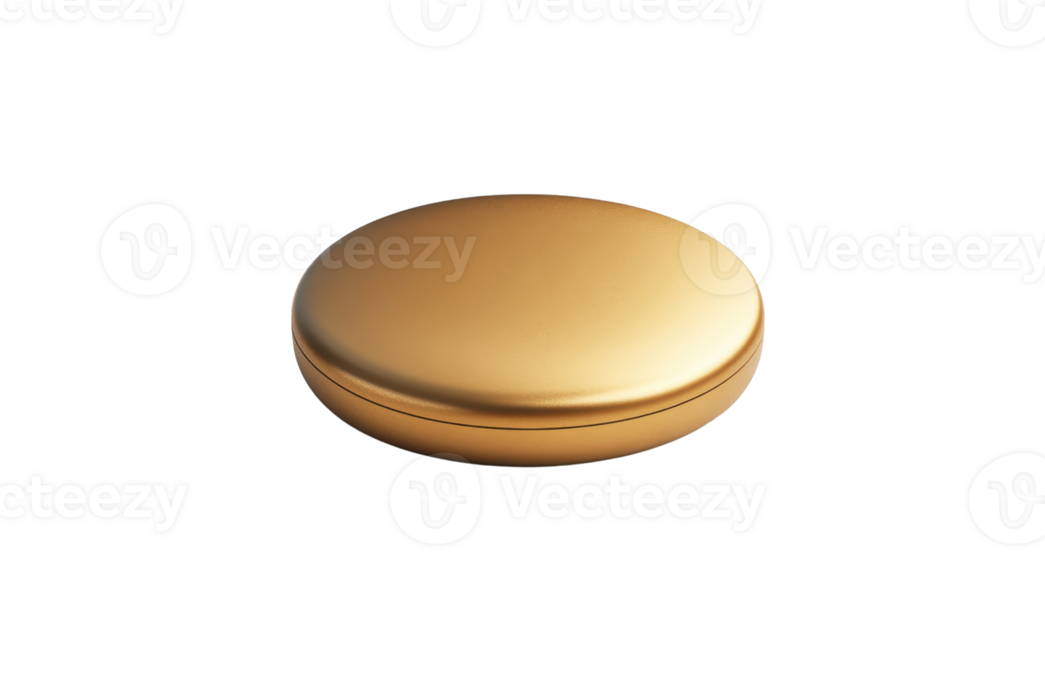 Elegant golden compact mirror on a transparent background. Perfect for beauty, fashion, and cosmetic themes. High-quality, stock photo. png
