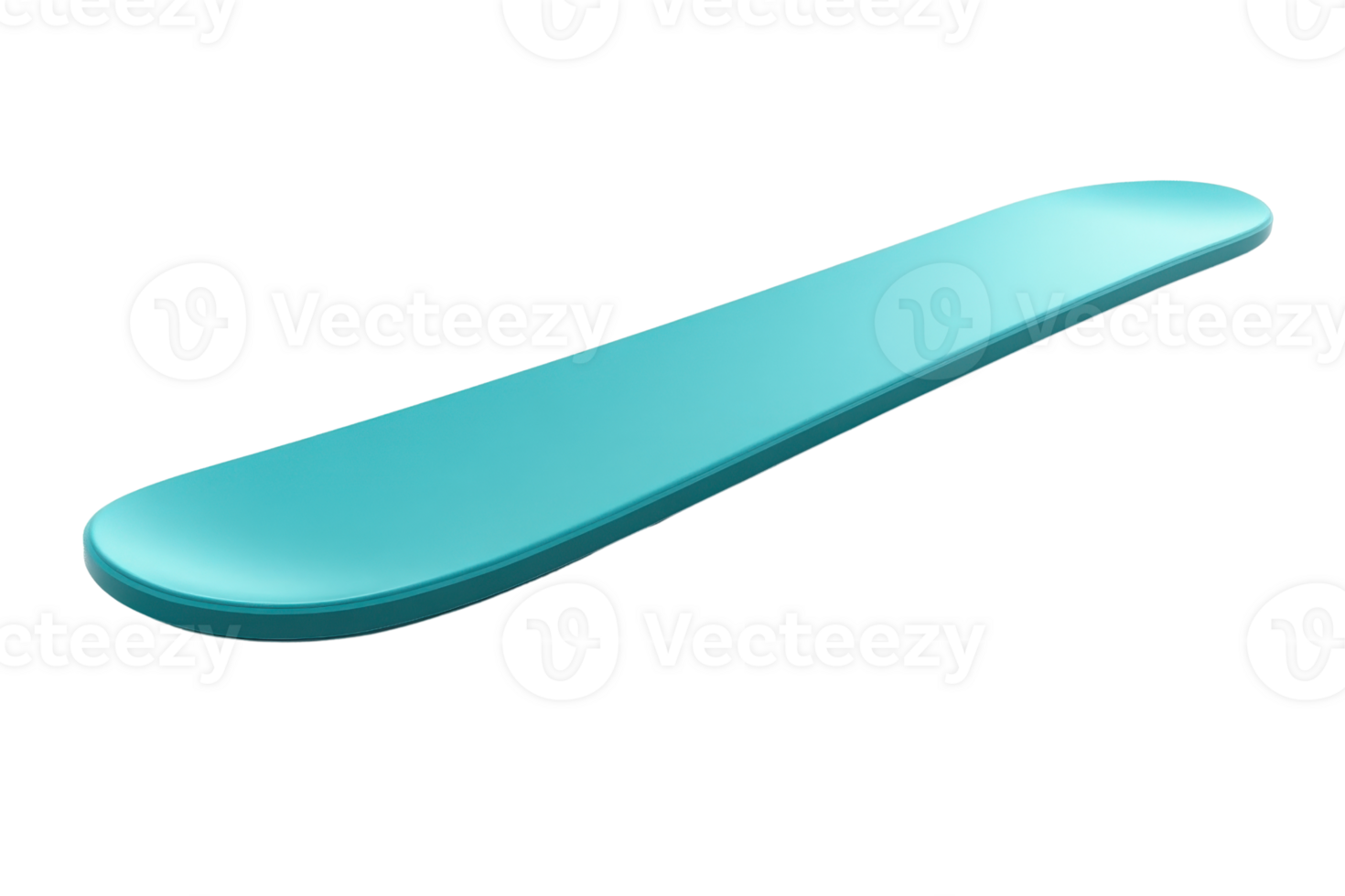 High-quality 3D turquoise snowboard isolated on transparent background. Ideal for winter sports, recreation, and design projects. png