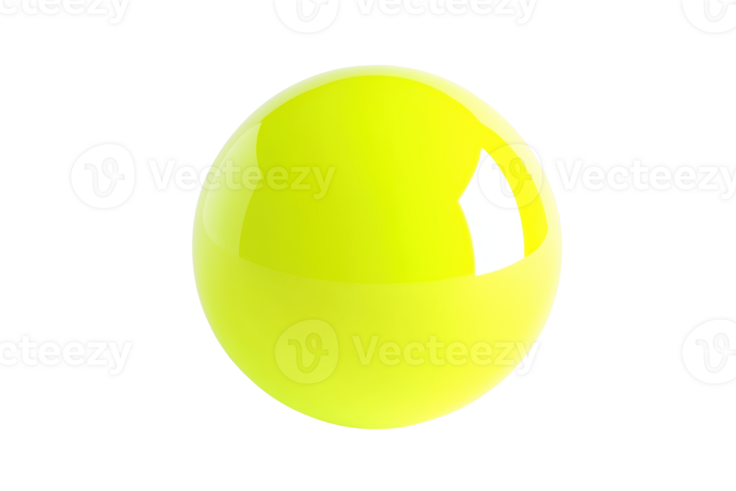 Glossy yellow sphere isolated on transparent background. bright luminous ball, abstract geometric 3D shape reflecting light. png