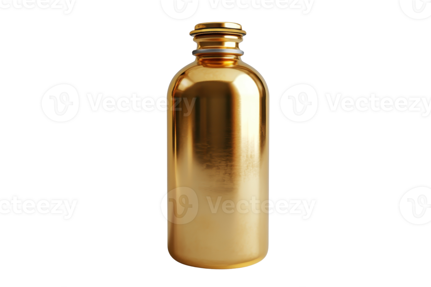 Elegant golden bottle with screw cap on transparent background. Perfect for luxury product packaging, cosmetics, and elegant design concepts. png