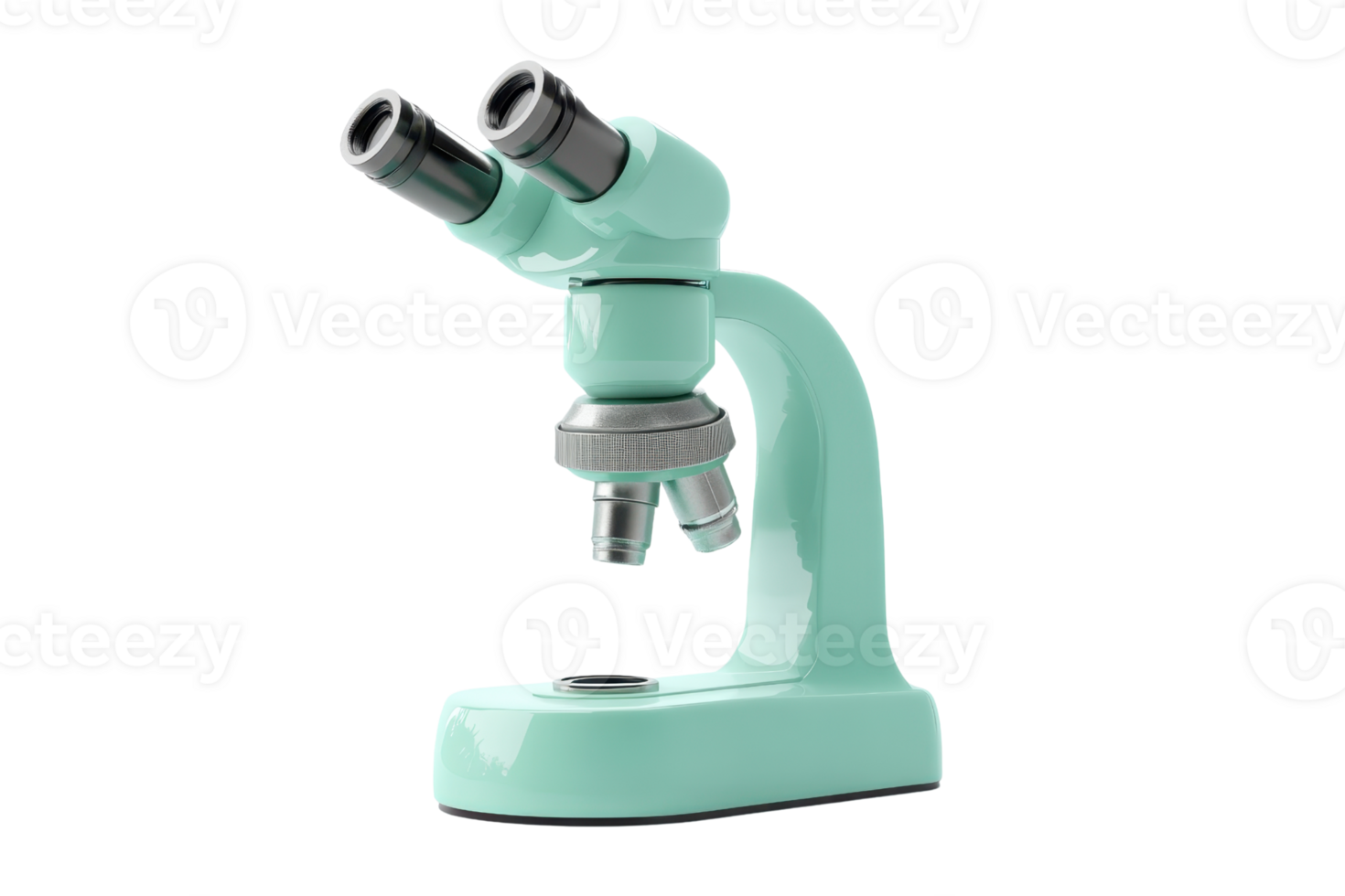 A teal microscope on a transparent background. perfect for scientific research, laboratory use, and educational purposes. png