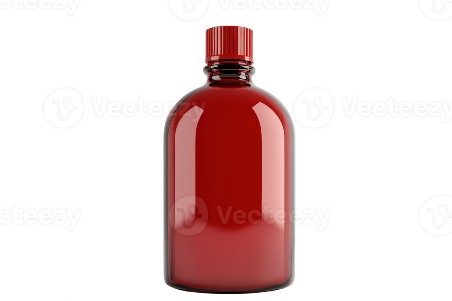 A red plastic bottle with a screw cap, perfect for storing liquids. Isolated on a transparent background. for product packaging design. png