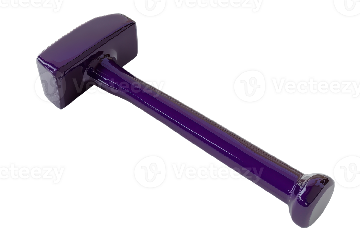 Vibrant purple sledgehammer isolated on a transparent background. commonly used in construction and demolition work. High-quality stock photo. png