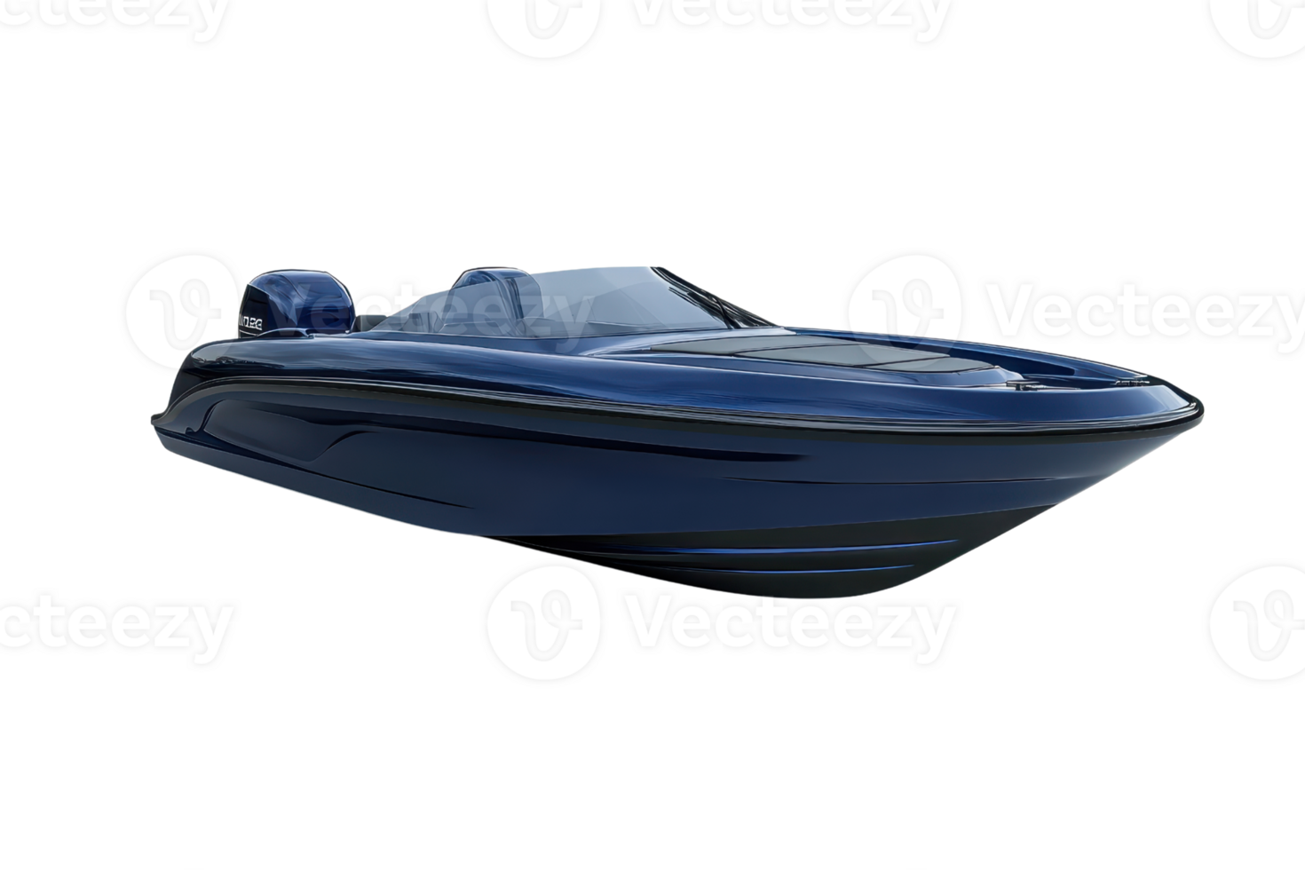 Sleek blue speedboat isolated on transparent background. showcasing modern design and elegance. Ideal for boating, water sports, and marine recreation. png