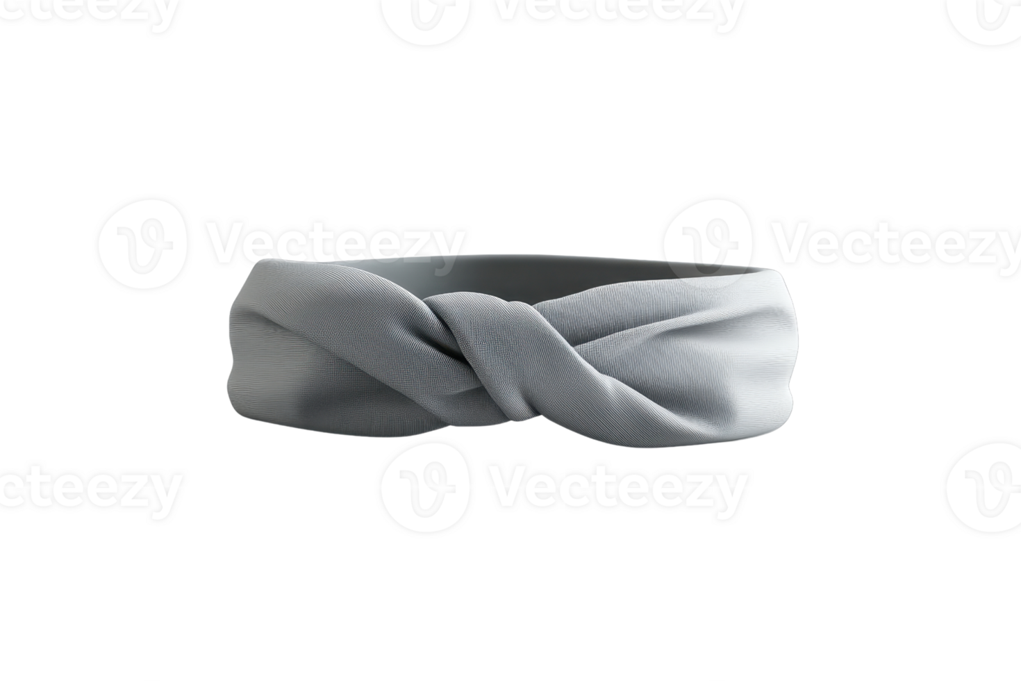 Elegant twisted grey headband on transparent background. stylish hair accessory for fashion and utility, suitable for various occasions. png