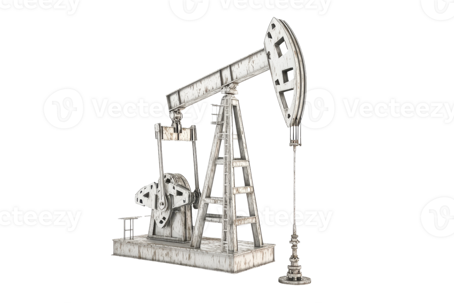 Oil pumpjack machine isolated on transparent background. representing industrial extraction of petroleum resources. png