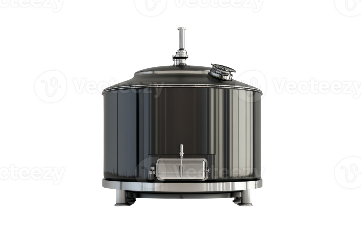 Stainless steel brewing tank for homebrew and craft beer production, isolated on transparent background. png