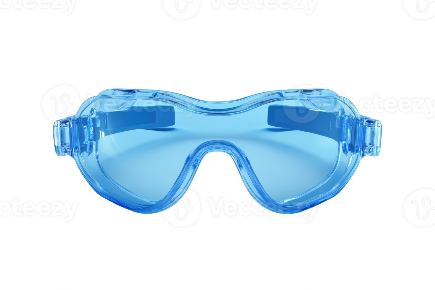 Protective blue safety goggles isolated on transparent background. ideal for laboratory, industrial, and personal protective equipment usage. png
