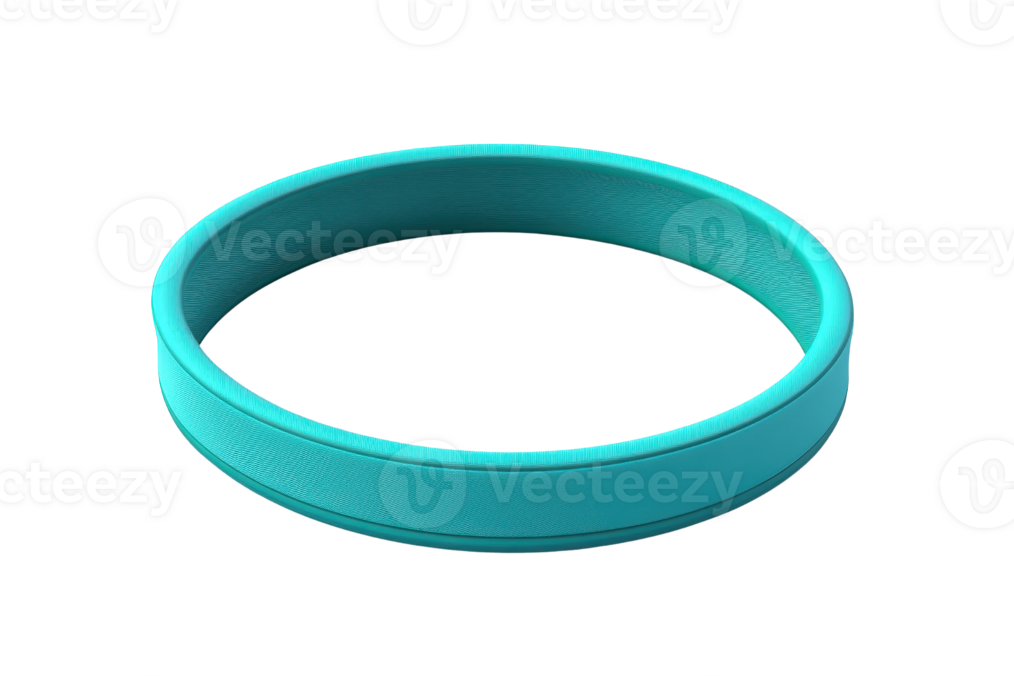 Vibrant turquoise silicone wristband isolated on transparent background. Simple and stylish accessory for events, causes, or fashion statements. png