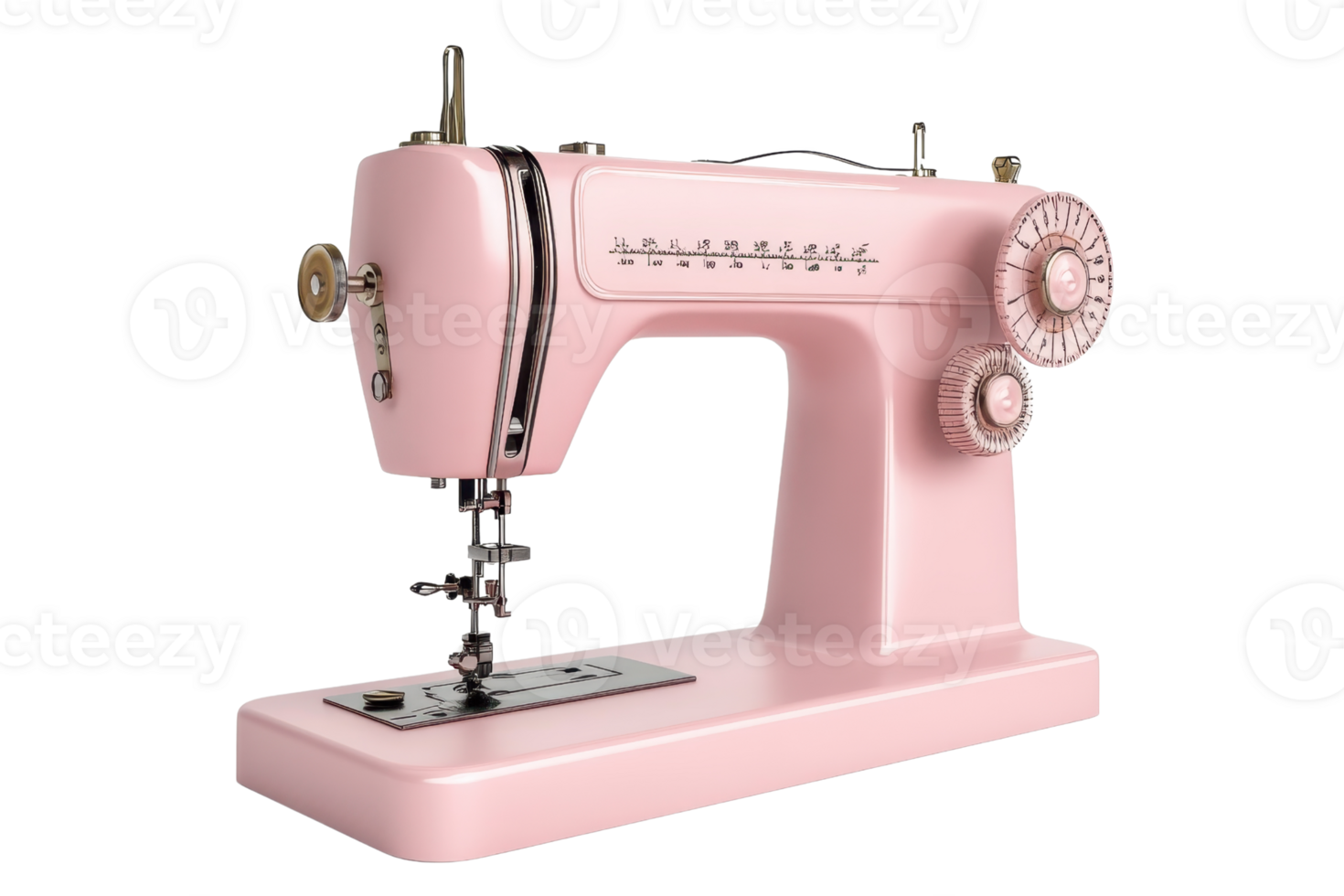 Vintage pink sewing machine isolated on transparent background. ideal for creative projects, crafts, and vintage-themed decor. png
