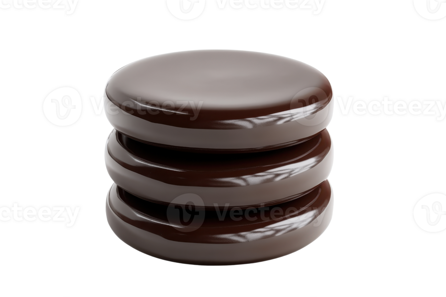 Stack of delicious chocolate-covered cookies isolated on a transparent background. Perfect sweet treat for dessert, snack, or special occasion. png