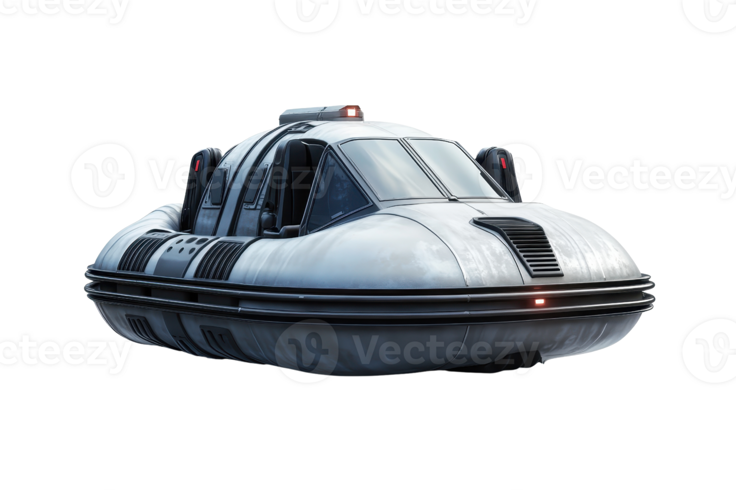 Futuristic hover car with a sleek design, perfect for sci-fi themes and high-tech presentations. Isolated on a transparent background. png