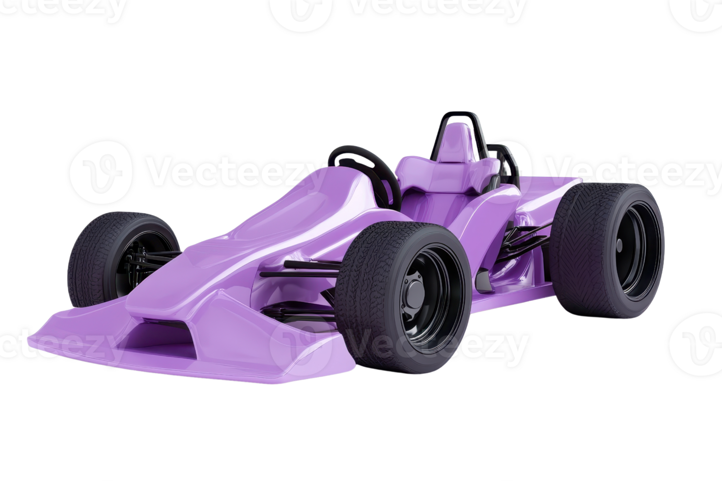 High-angle view of a sleek purple racing car isolated on transparent background. perfect for motorsport and automotive design concepts. png