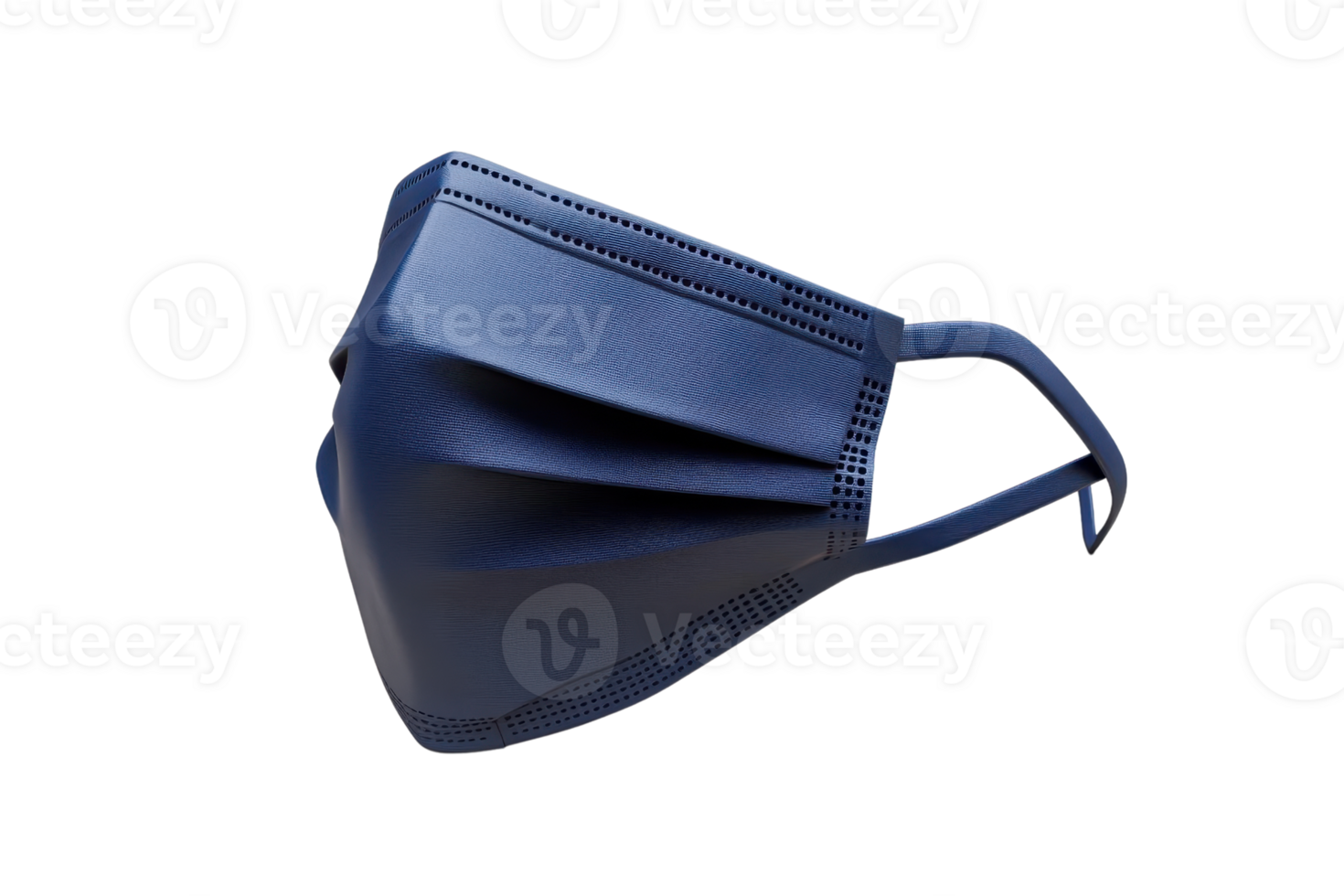 Close-up of a navy blue face mask on a transparent background. showcasing design and fabric texture for health and safety use. png