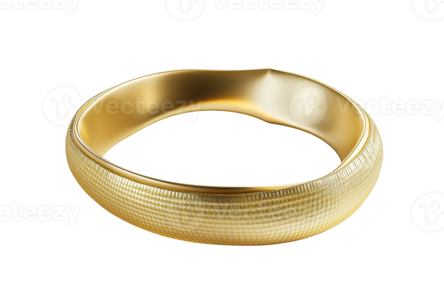 Elegant golden bracelet with textured design, isolated on transparent background. perfect for jewelry advertisements and fashion promotions. png