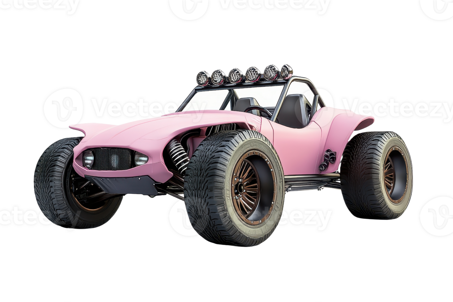Pink off-road buggy isolated on transparent background. Rugged and ready for adventure, perfect for off-road enthusiasts and desert racing fans. png