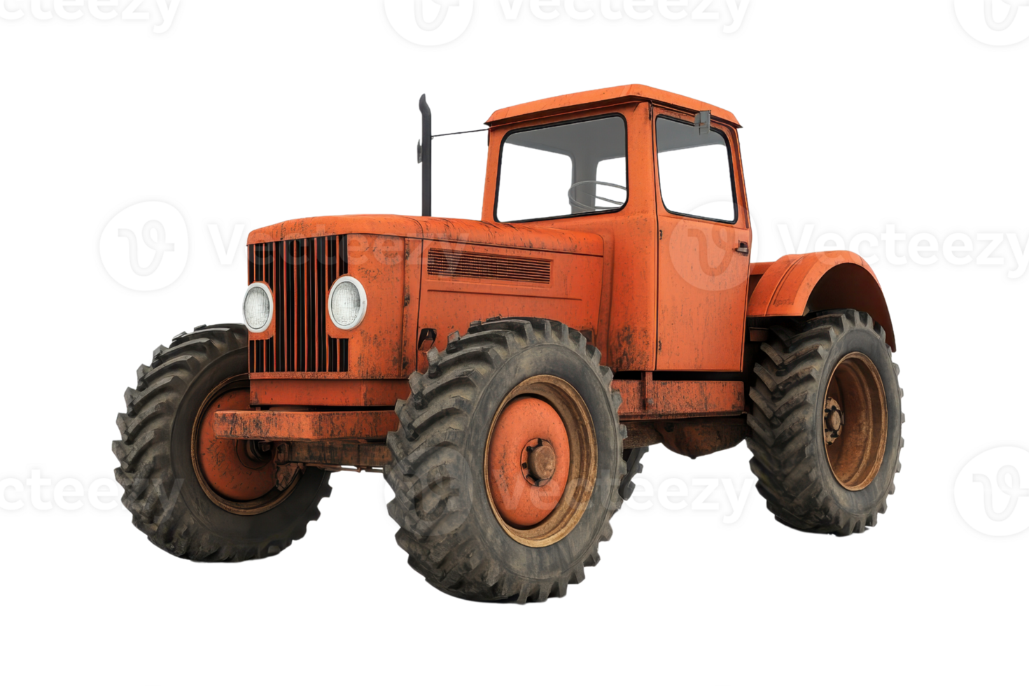 Old red tractor isolated on transparent background. showcasing vintage agricultural machinery used in farming and agriculture. png