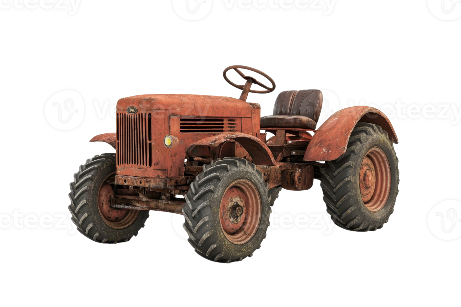 Vintage rusty tractor isolated on transparent background. highlighting rustic farm equipment often used in agriculture and rural settings. png