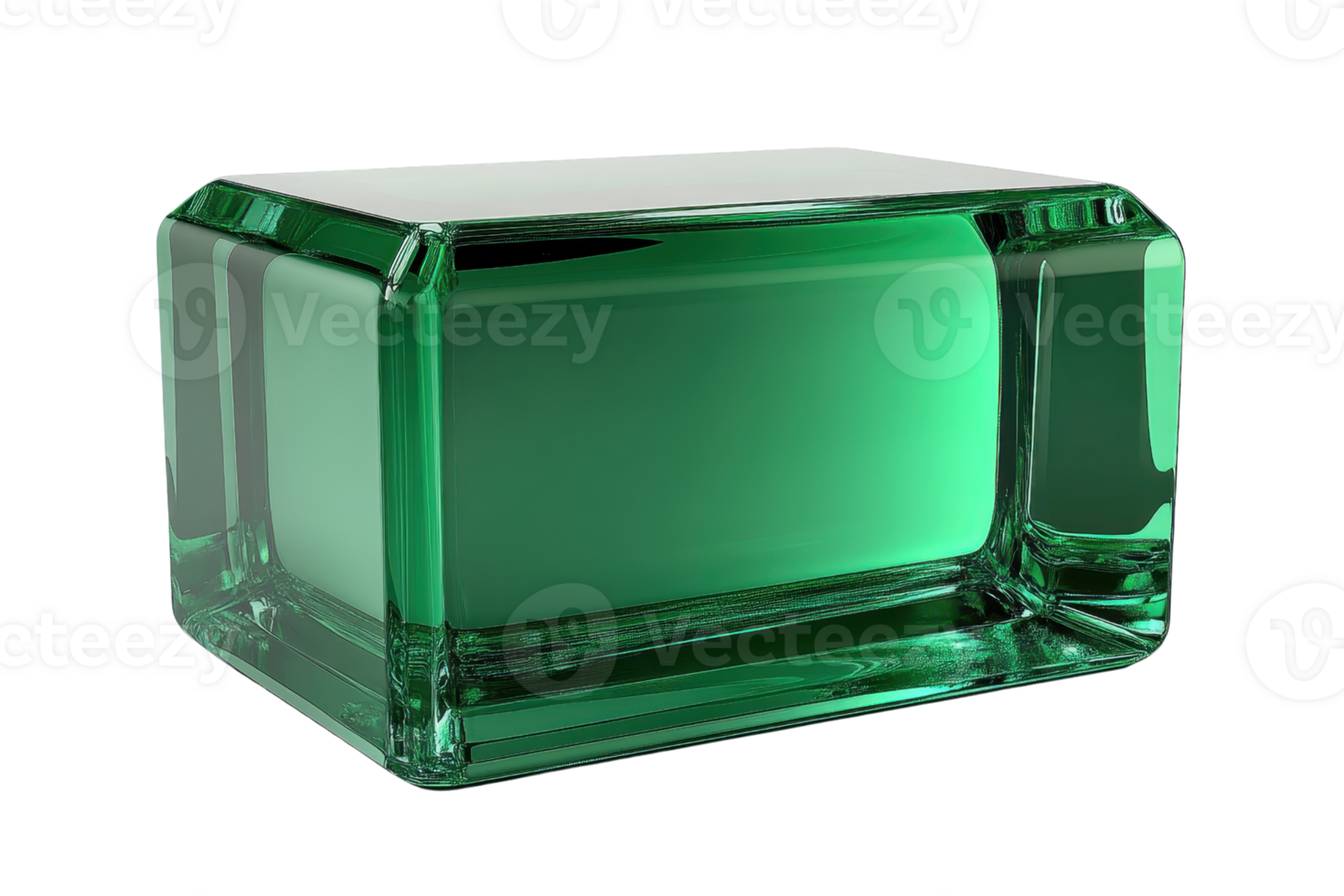 Green glass brick on a transparent background. Perfect for use in design projects, advertisements, and creative visuals. png