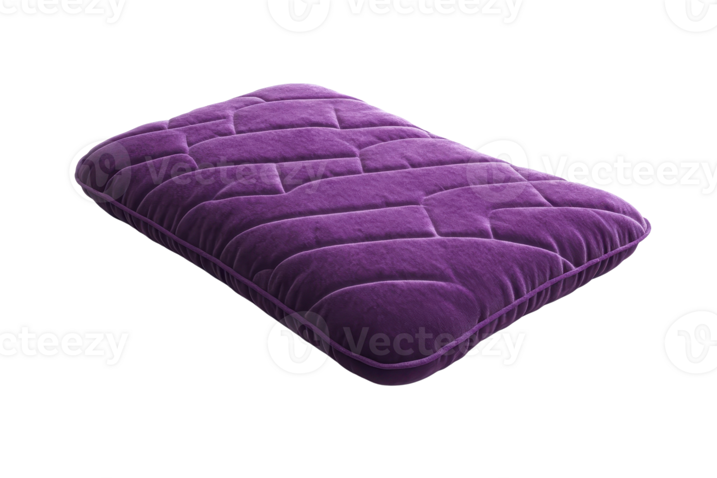 Purple velvet cushion on transparent background. Close-up of plush, comfortable pillow, perfect for home decor or luxurious seating. png