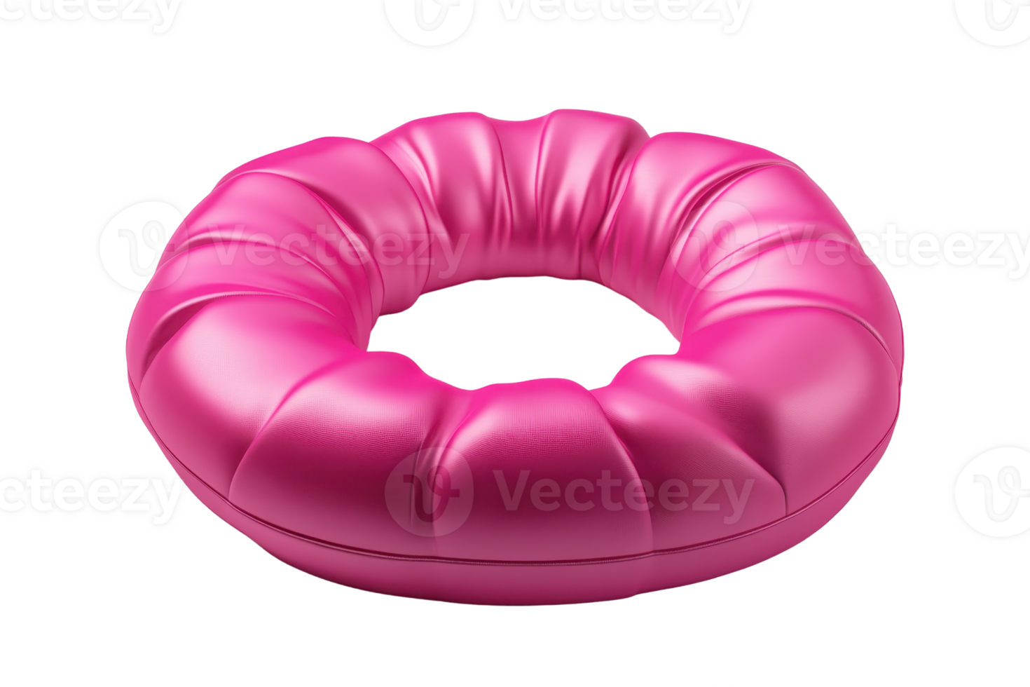 Pink inflatable pool ring with a donut shape isolated on transparent background. Perfect for summer fun and water activities. png