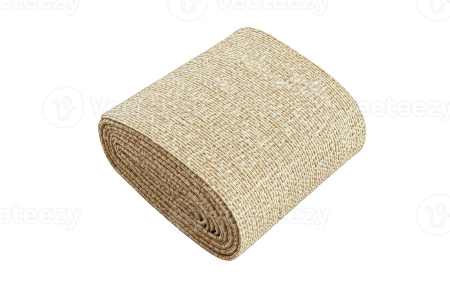 Rolled up beige fabric with texture isolated on transparent background. Ideal for crafting, home decoration, and textile design. png