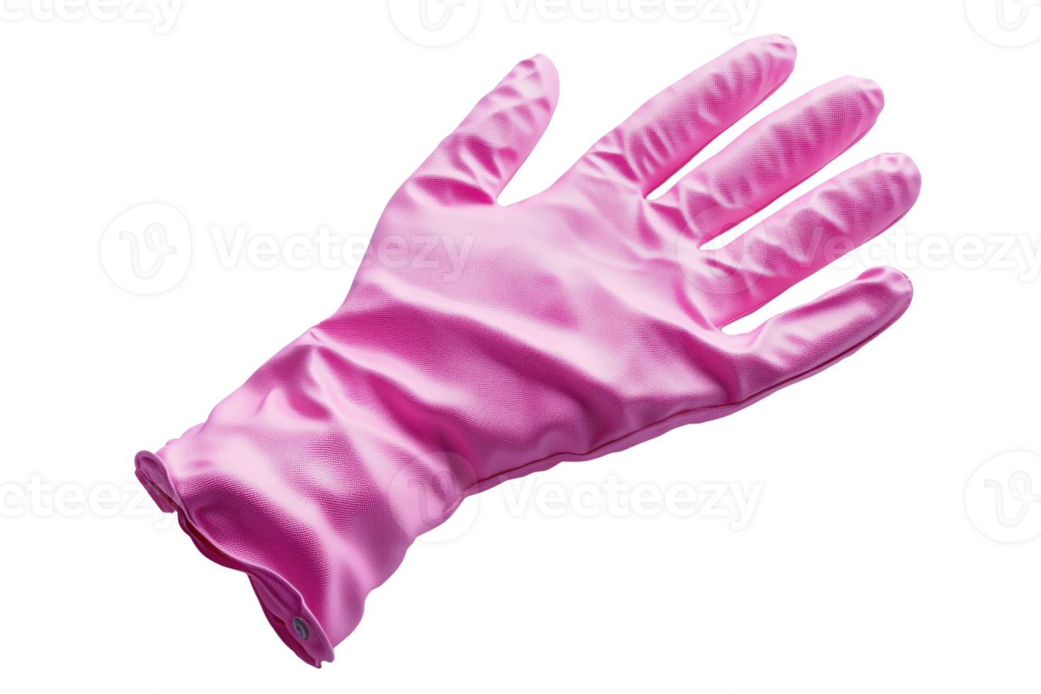 Close-up of a single pink rubber glove isolated on a transparent background. perfect for cleaning, hygiene, and household tasks. png