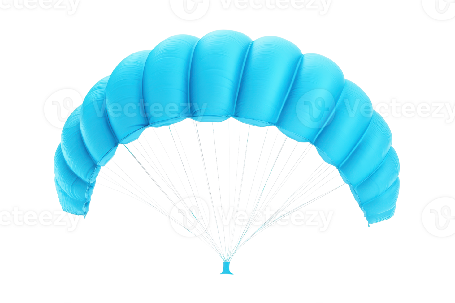 Bright blue parachute isolated on transparent background. suitable for adventure and extreme sports concepts, detailed and high resolution. png