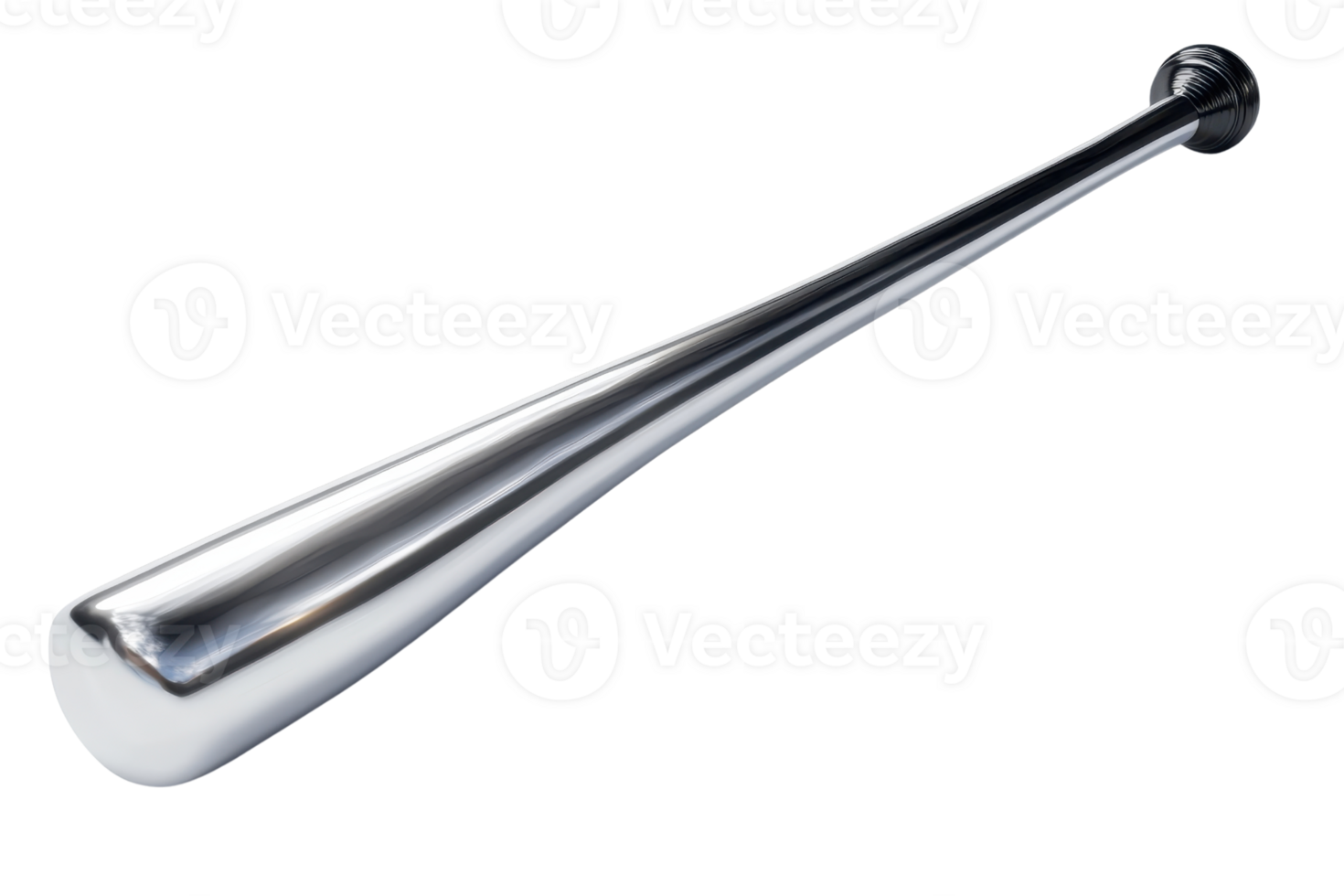 An isolated image of a sleek, metallic baseball bat on a transparent background. Perfect for sports, baseball, and equipment-related themes. png