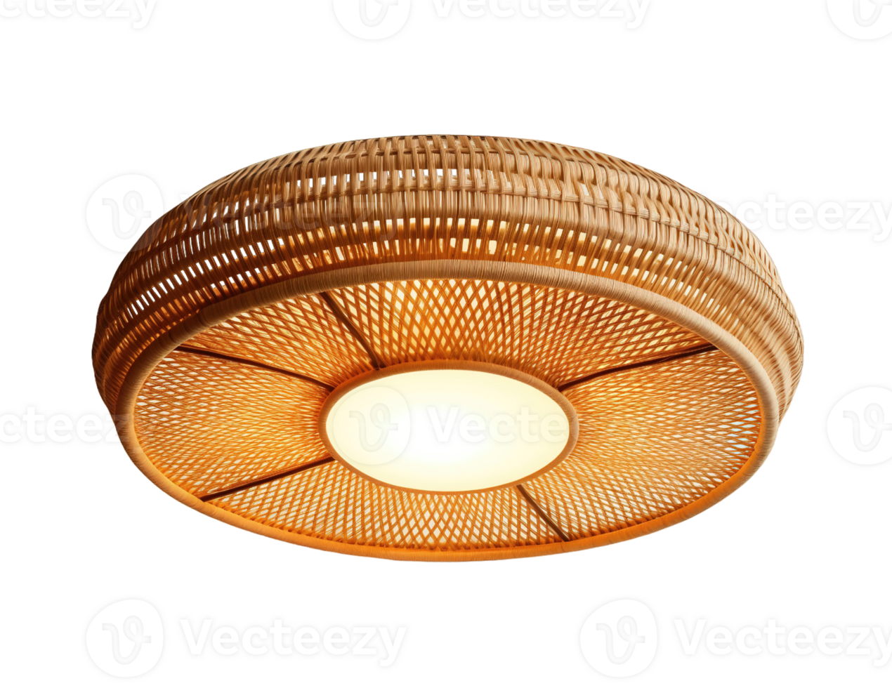 Rattan ceiling lamp isolated on transparent background png