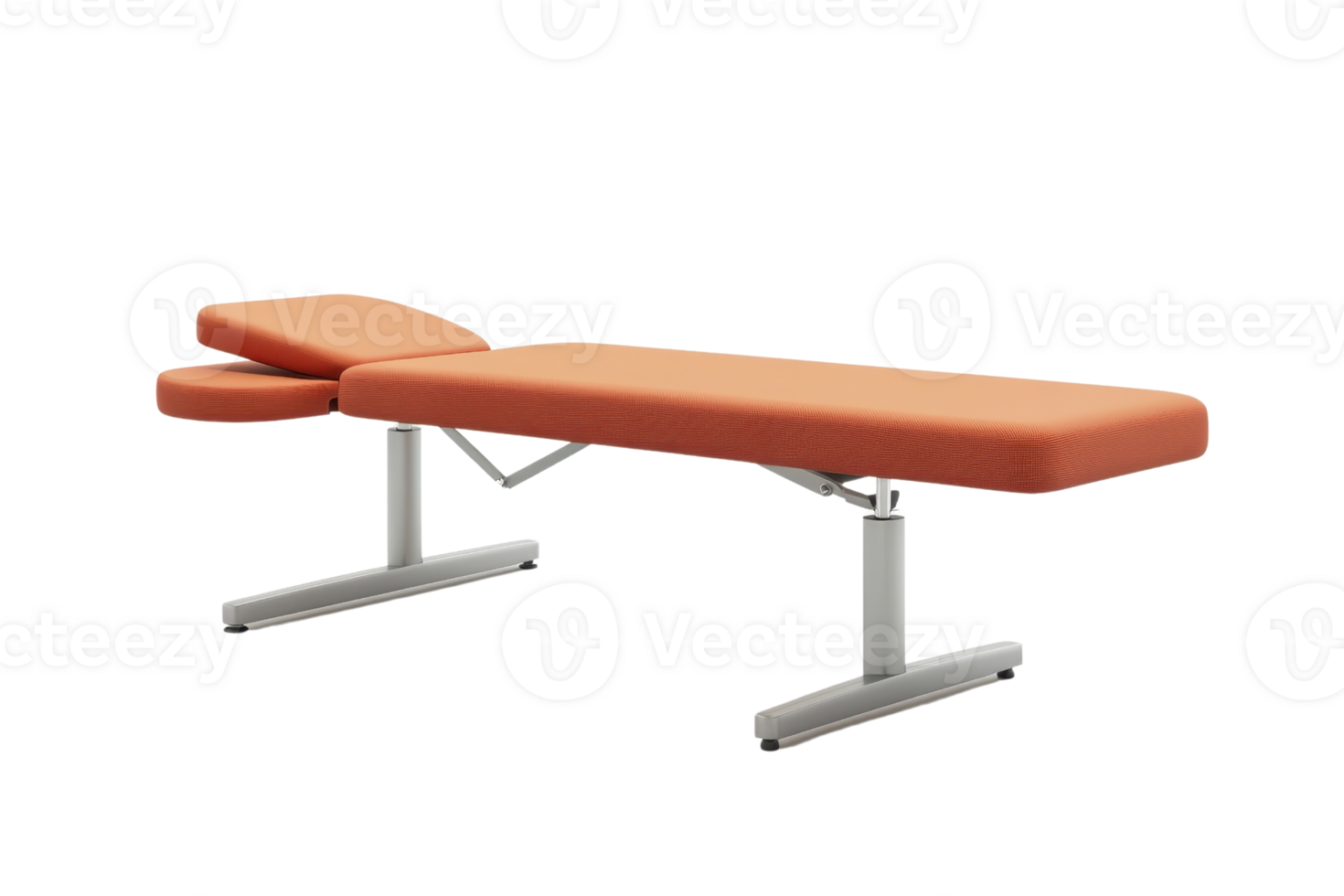 Modern orange therapy table for massages and treatments in a clean, minimalist design. Ideal for medical, spa, and wellness settings. png