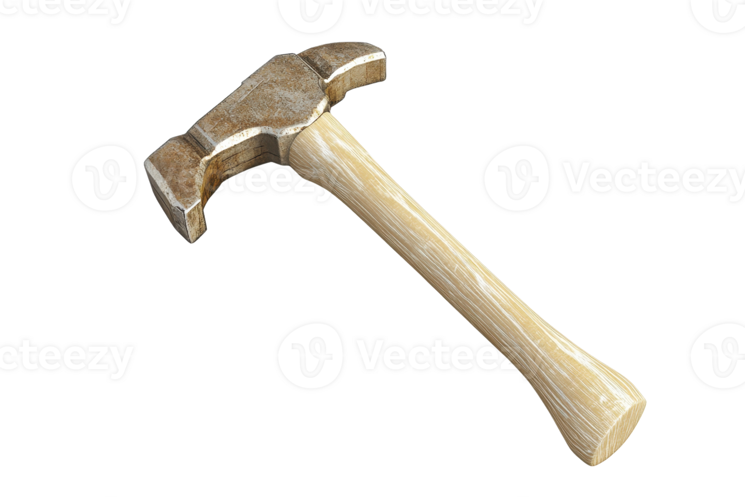 A high-resolution image of a wooden-handled hammer, perfect for DIY projects, construction, and woodworking tasks. png