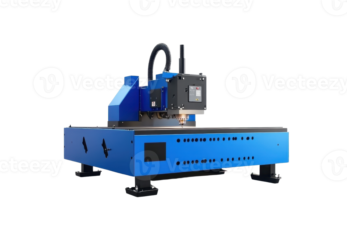 Blue industrial CNC machine for precise manufacturing and metalwork. Advanced technology for automation and efficiency in production. png