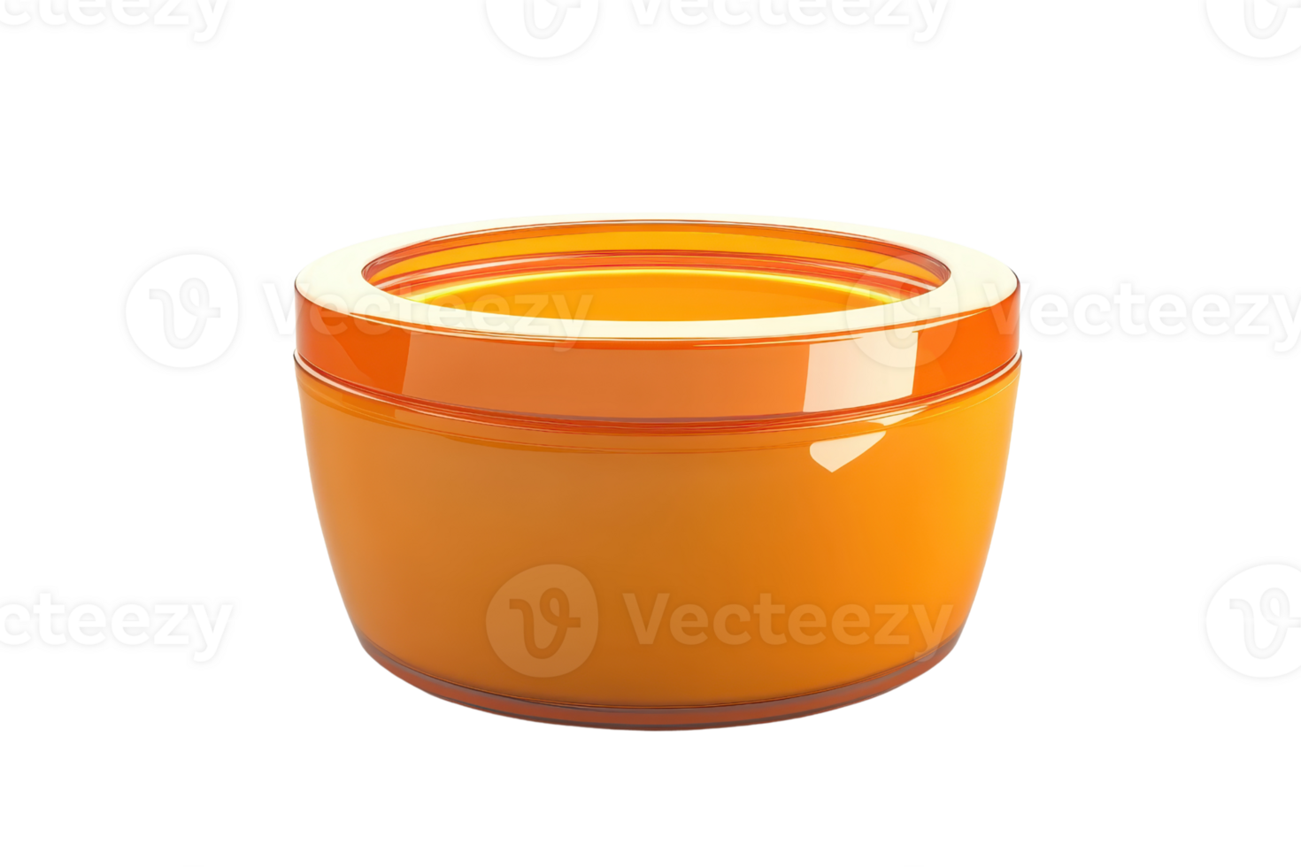 Bright and vibrant orange ceramic bowl with a glossy finish, perfect for kitchen use and home decor, ideal for serving or storage. png