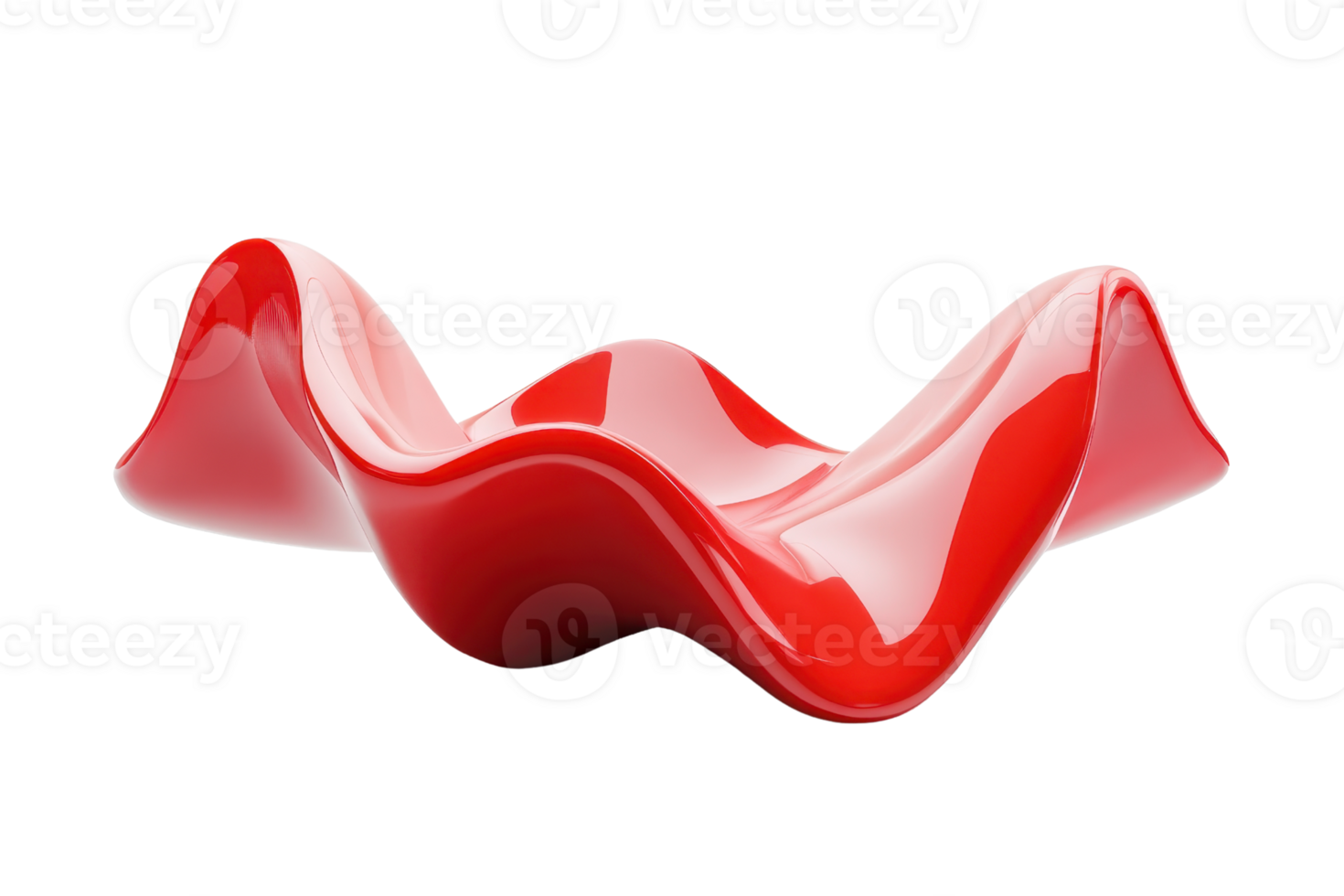 Abstract red wavy shape on a transparent background. showcasing modern design and creative sculpture elements in vibrant color. png