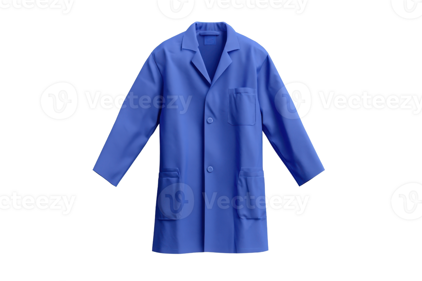 High-quality blue lab coat with multiple pockets, suitable for laboratory or professional use. Durable and comfortable attire for scientists. png