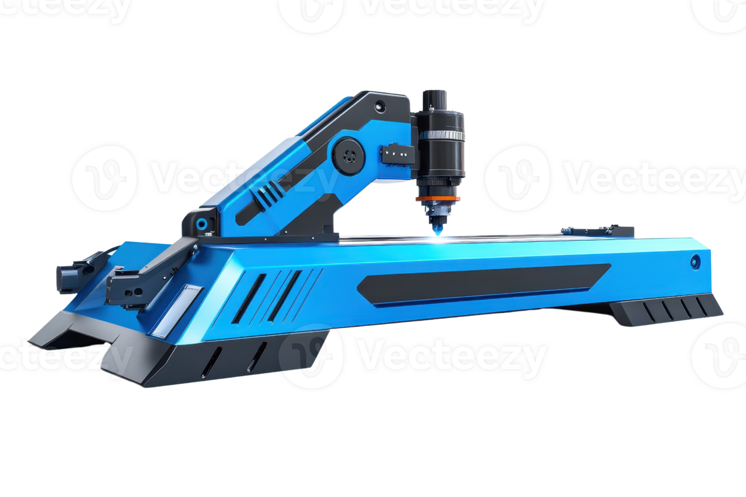 High-tech industrial robot arm in blue, showcasing advanced automation and precision in manufacturing technology. png