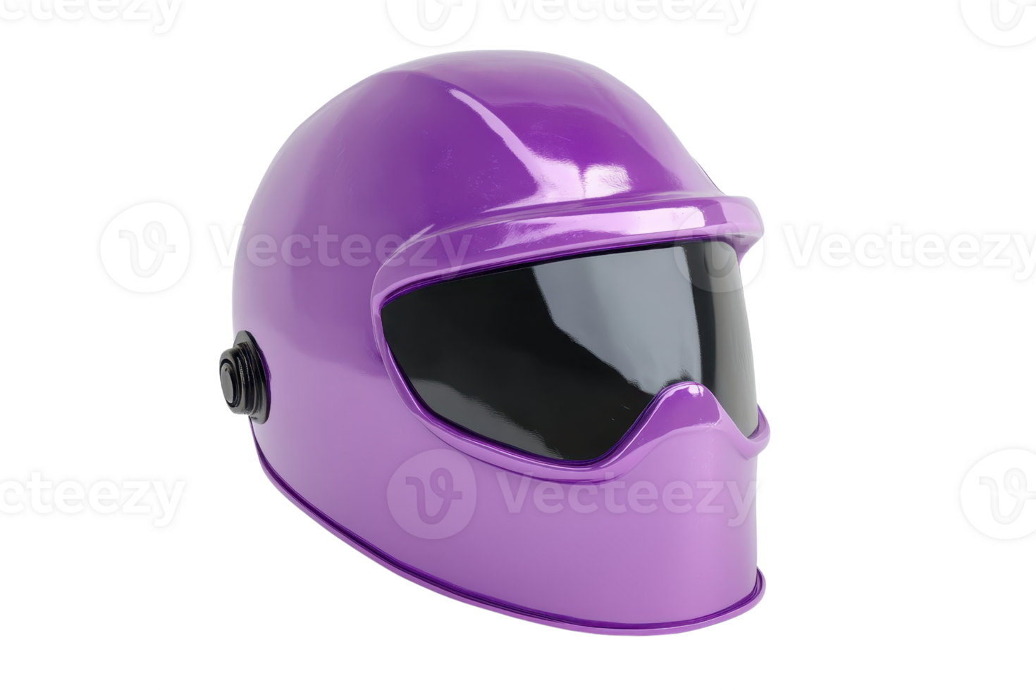 Purple motorcycle helmet with a sleek design and tinted visor, offering safety and style for riders. png