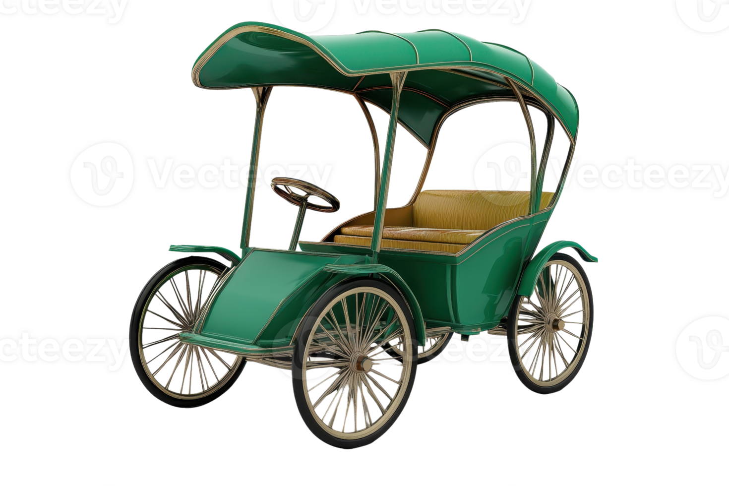 Vintage green car with a canopy and stylish design, evoking nostalgia and classic automobile charm. Ideal for retro-themed projects. png
