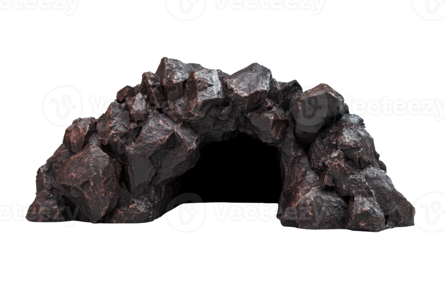 3D render of a small rock arch, isolated on a transparent background. Perfect for nature, geology, and landscape design themes. png