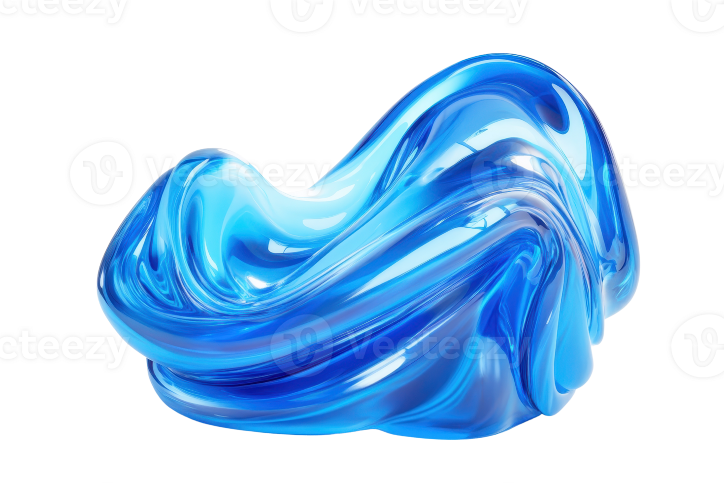 Abstract blue fluid shape, smooth and shiny. Vibrant and dynamic, perfect for backgrounds or design elements in digital and graphic projects. png