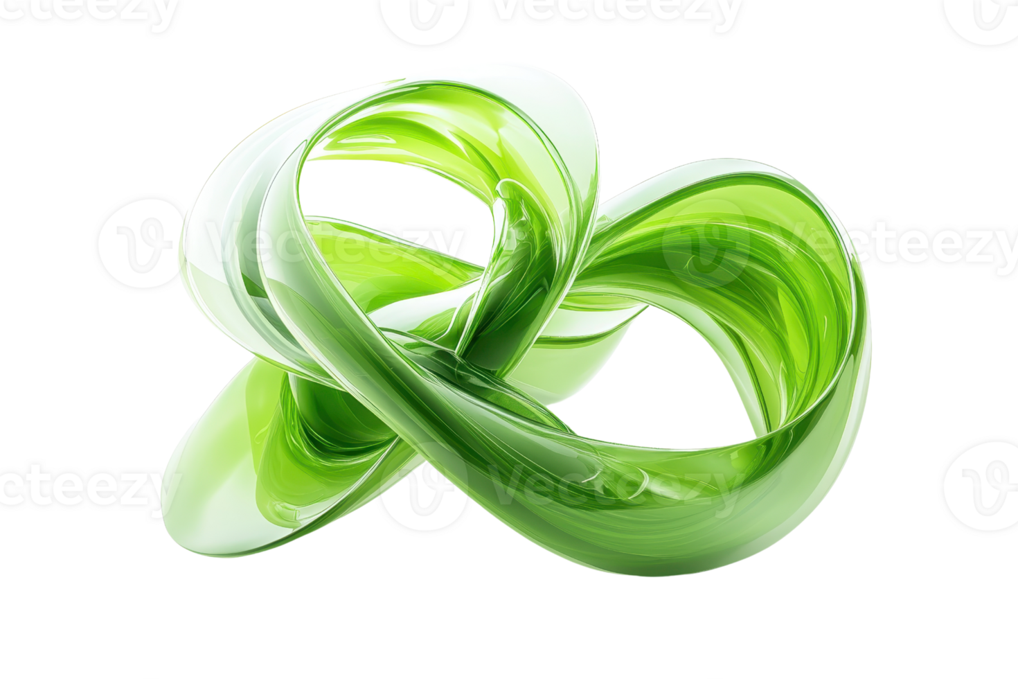Abstract green twisted shape, futuristic design, 3D rendering. Ideal for backgrounds, tech visuals, and creative projects. png