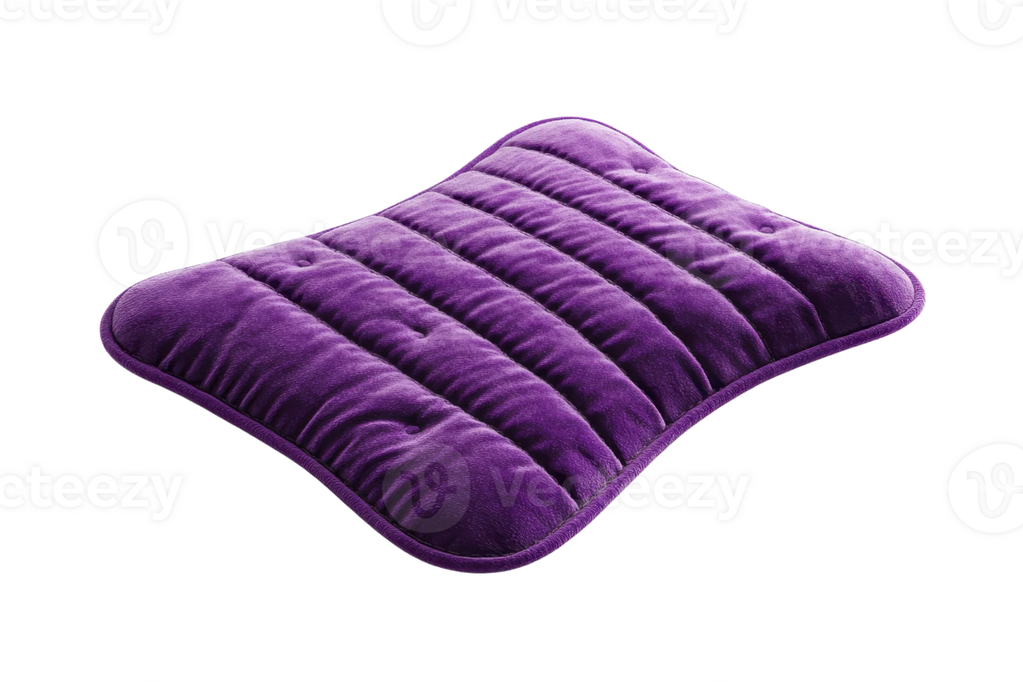Plush purple cushion with soft, quilted texture. Perfect for comfort and home decor. Ideal for living room, bedroom, or office chair use. png