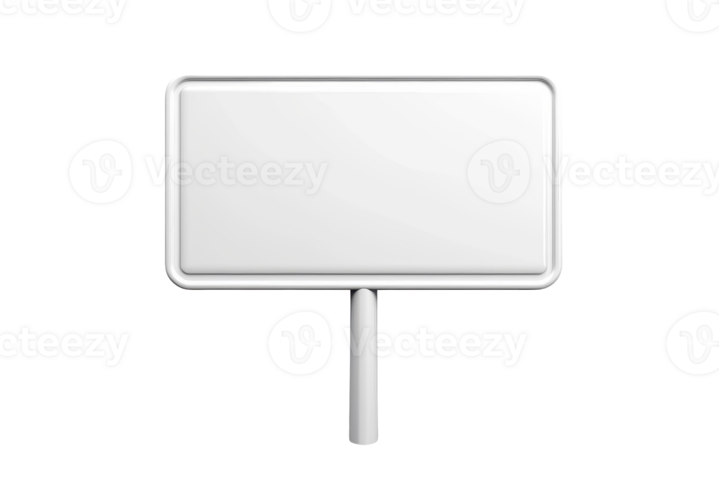Plain rectangular white signboard with a handle isolated on a transparent background, ideal for customization, branding, or message display. png