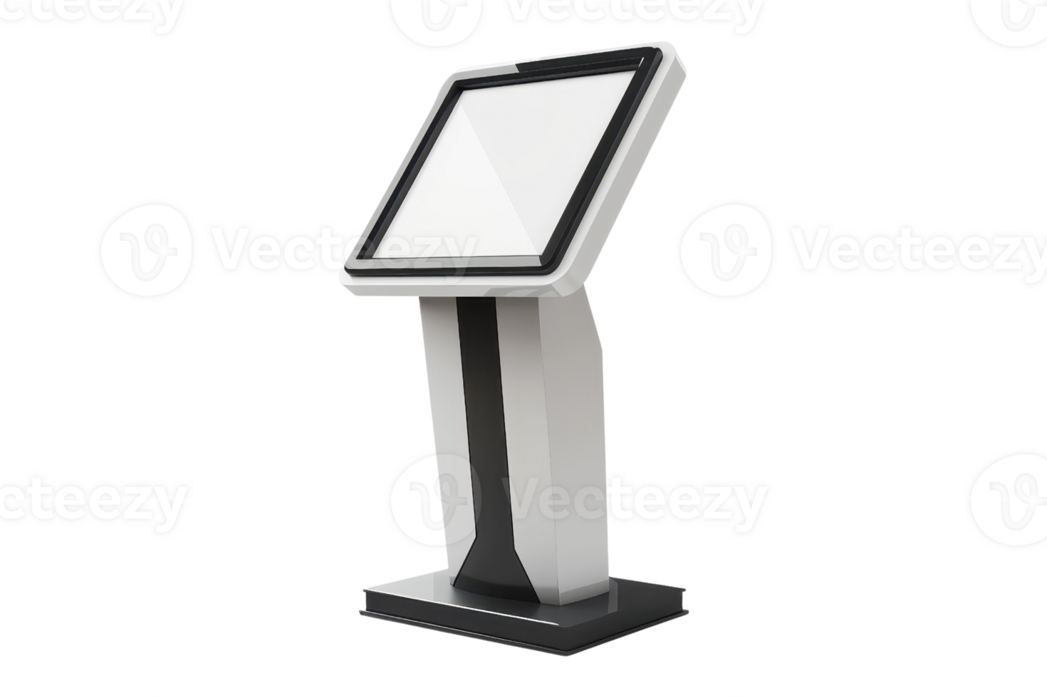 Modern self-service touchscreen kiosk for business or information display. Sleek design with user-friendly interface. png